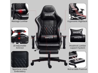 Gaming Chair with Footrest Massage Racing Office Computer Ergonomic Chair Leather Reclining Video Game Chair Adjustable