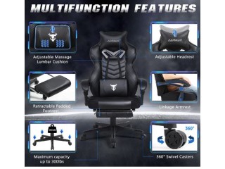 Gaming Chair for Adults, Computer Gaming Chair with Massage, Ergonomic Gaming Chair with Footrest, Big and Tall Gaming Chair, Reclining Desk Chair