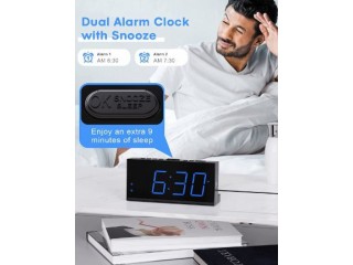 ROCAM Digital Alarm Clocks with USB Charger for Bedrooms, Electric Loud Alarm Clock for Heavy Sleeper, 7” Digital Clock Large Display