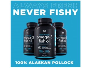 Omega 3 Fish Oil - Burpless Fish Oil Supplement w/ EPA & DHA Fatty Acids from Wild Alaskan Pollock - Heart, Brain & Immune Support for Men & Women